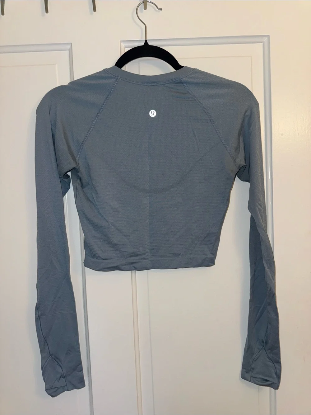 lululemon athletica Long Sleeve Cropped Athletic Top - Dusty Blue